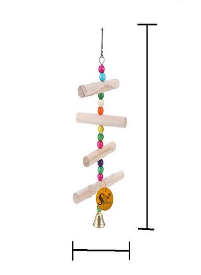 Sage Square Natural Wood Hanging Toy - Interactive Fun for Small & Medium Birds - Cage Accessories for Cockatiel, Lovebird, Budgerigar, Canary, and More,Elevate Your Bird's Playtime (Toy 5) - Image 3